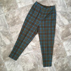 50's/60's wool plaid high waist trousers